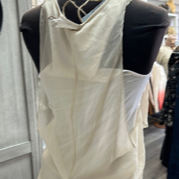 Saivana White Tank Top with Bib Collar and Asymmetrical Cut Out Design - Picture 6 of 8